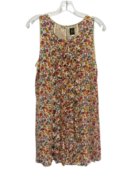 S & B Size 10 White & Multi Polyester Sleeveless Floral pleats Applique Dress White & Multi / 10