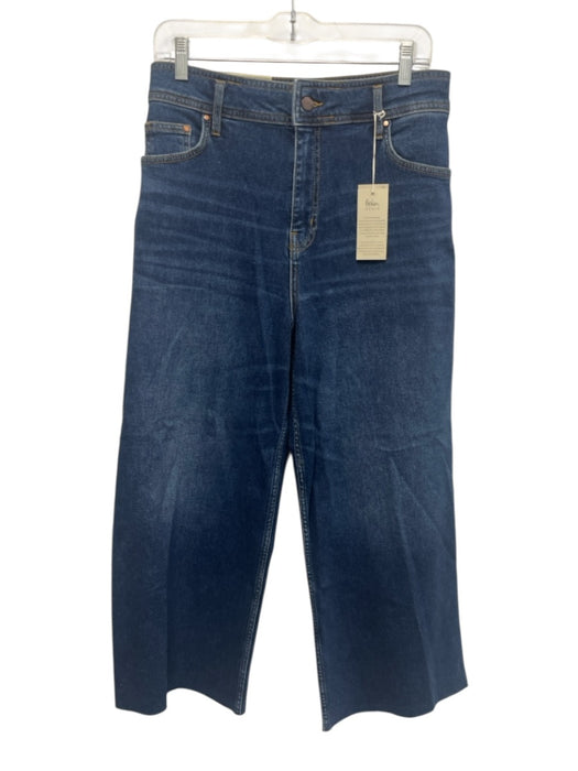 Boden Size 8 Medium Wash Cotton Wide Leg Zip Fly High Rise Frayed Hem Jeans Medium Wash / 8