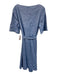 St. John Size 10 Blue Linen & Cotton Long Sleeve Blazer One Button Lapel Jacket Blue / 10