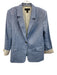 St. John Size 10 Blue Linen & Cotton Long Sleeve Blazer One Button Lapel Jacket Blue / 10
