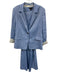 St. John Size 10 Blue Linen & Cotton Long Sleeve Blazer One Button Lapel Jacket Blue / 10