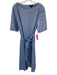St. John Size 10 Blue Linen & Cotton Long Sleeve Blazer One Button Lapel Jacket Blue / 10