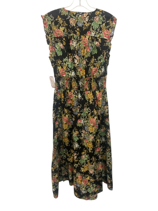 Derek Lam 10 Crosby Size 10 Black & Multi Cotton Sleeveless Floral Midi Dress Black & Multi / 10