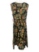 Derek Lam 10 Crosby Size 10 Black & Multi Cotton Sleeveless Floral Midi Dress Black & Multi / 10