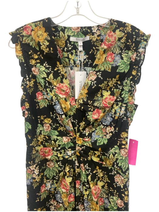 Derek Lam 10 Crosby Size 10 Black & Multi Cotton Sleeveless Floral Midi Dress Black & Multi / 10