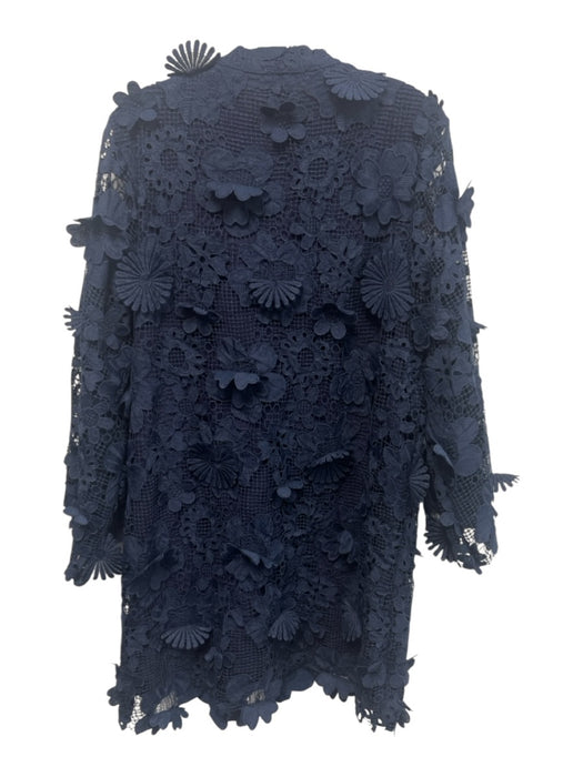J. Marie Size M Navy Polyester Long Sleeve Floral Applique Knit Buttons Dress Navy / M