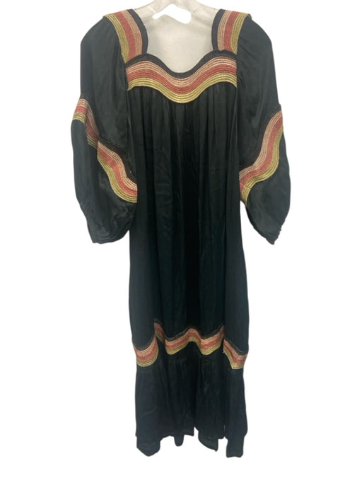 Corey lynn calter Size M Black & Multi Viscose 1/2 Balloon Sleeve Maxi Dress Black & Multi / M
