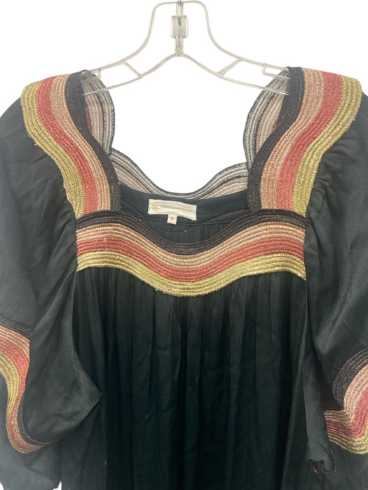 Corey lynn calter Size M Black & Multi Viscose 1/2 Balloon Sleeve Maxi Dress Black & Multi / M
