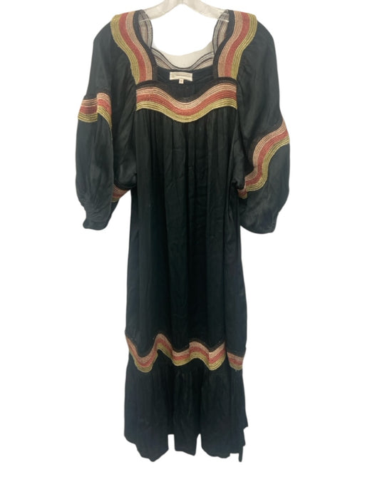 Corey lynn calter Size M Black & Multi Viscose 1/2 Balloon Sleeve Maxi Dress Black & Multi / M
