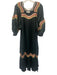 Corey lynn calter Size M Black & Multi Viscose 1/2 Balloon Sleeve Maxi Dress Black & Multi / M