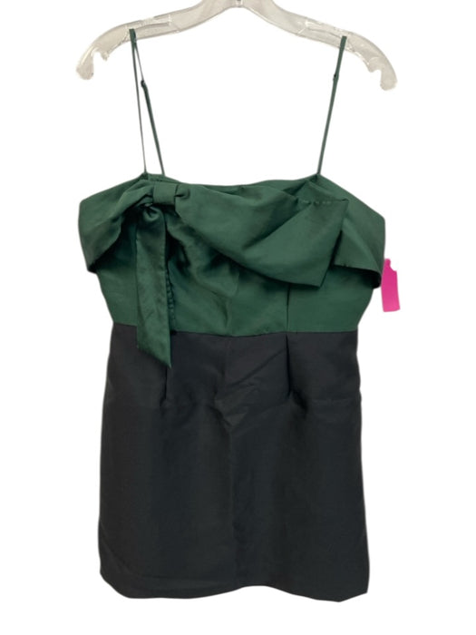 Hutch Size 12 Green & Black Polyester Bow detail Pleats Knee Length Dress Green & Black / 12