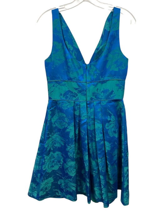 Theia Size 10 Blue & Green Acetate & Polyester Sleeveless Floral Print Dress Blue & Green / 10
