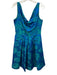Theia Size 10 Blue & Green Acetate & Polyester Sleeveless Floral Print Dress Blue & Green / 10