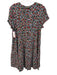 Maeve Size L Black & Multi Viscose Split Neck Cap Sleeve Floral Below knee Dress Black & Multi / L