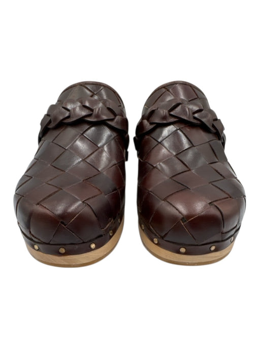 Loeffler Randall Shoe Size 7.5 Brown & Beige Wood & Leather Quilted Mules Brown & Beige / 7.5