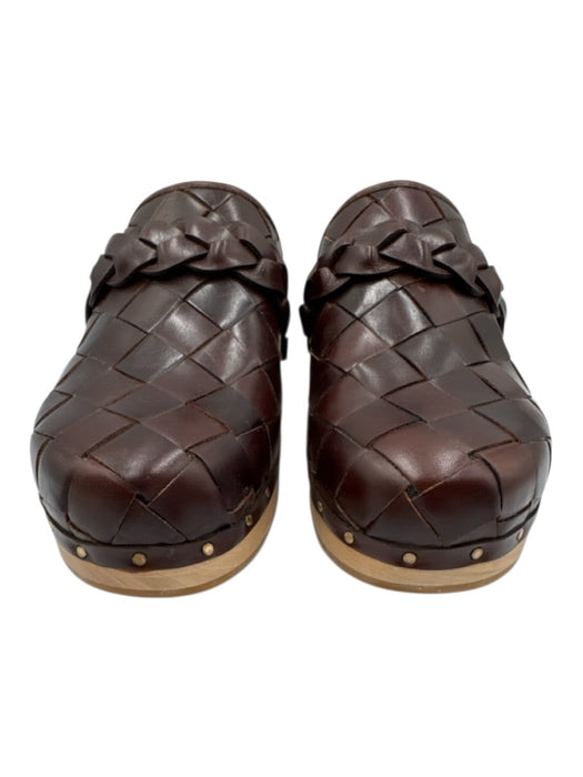 Loeffler Randall Shoe Size 7.5 Brown & Beige Wood & Leather Quilted Mules Brown & Beige / 7.5