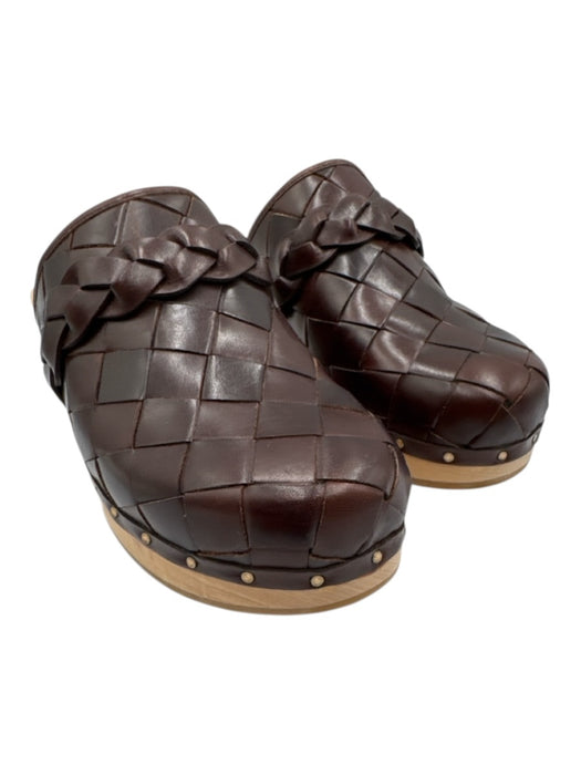 Loeffler Randall Shoe Size 7.5 Brown & Beige Wood & Leather Quilted Mules Brown & Beige / 7.5