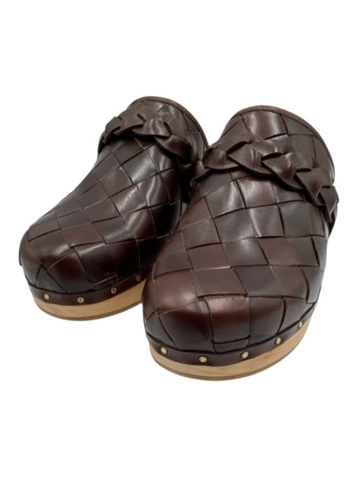 Loeffler Randall Shoe Size 7.5 Brown & Beige Wood & Leather Quilted Mules Brown & Beige / 7.5