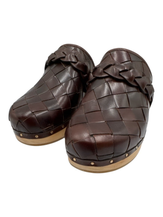 Loeffler Randall Shoe Size 7.5 Brown & Beige Wood & Leather Quilted Mules Brown & Beige / 7.5