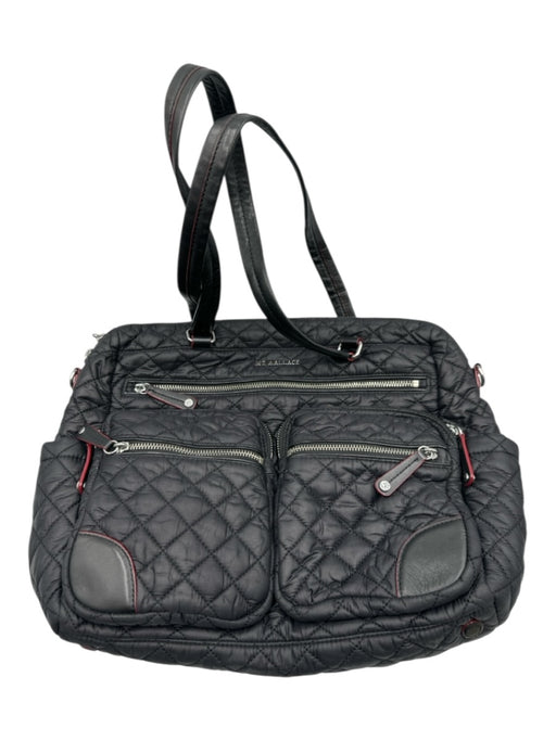 MZ Wallace Black Nylon Blend Crossbody Strap Quilted Zip Close Wristlet Incl Bag Black / M