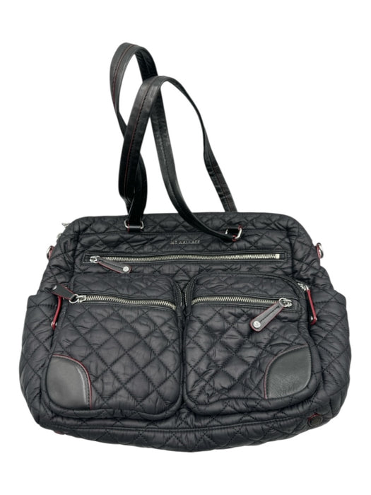 MZ Wallace Black Nylon Blend Crossbody Strap Quilted Zip Close Wristlet Incl Bag Black / M