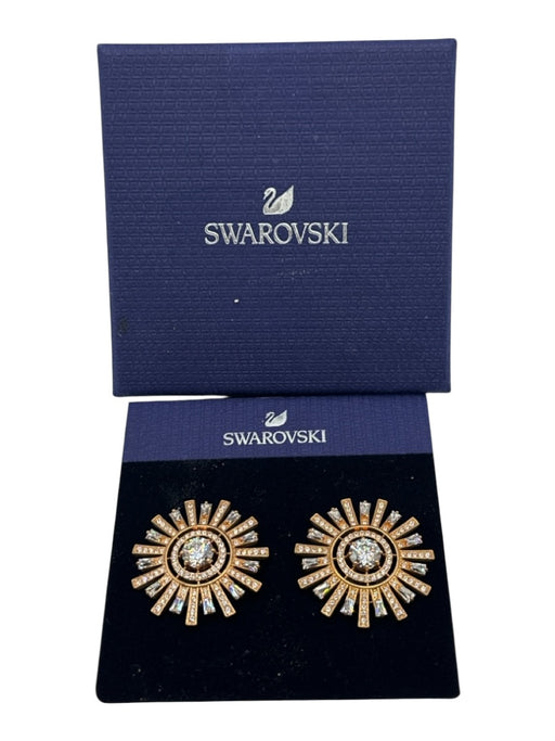 Swarovski Rose Gold Metal Sun Sparkle Clip On Earrings Rose Gold