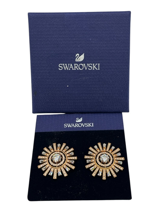 Swarovski Rose Gold Metal Sun Sparkle Clip On Earrings Rose Gold