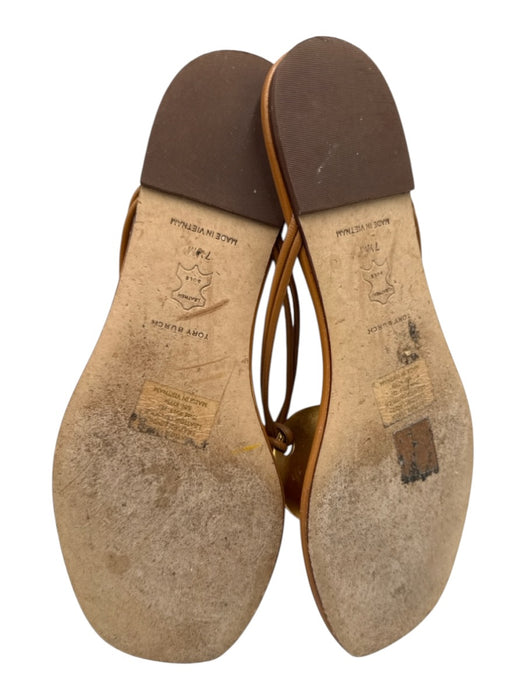 Tory Burch Shoe Size 7.5 Gold Goat Leather Flip Flop Thong Strap Sandals Gold / 7.5