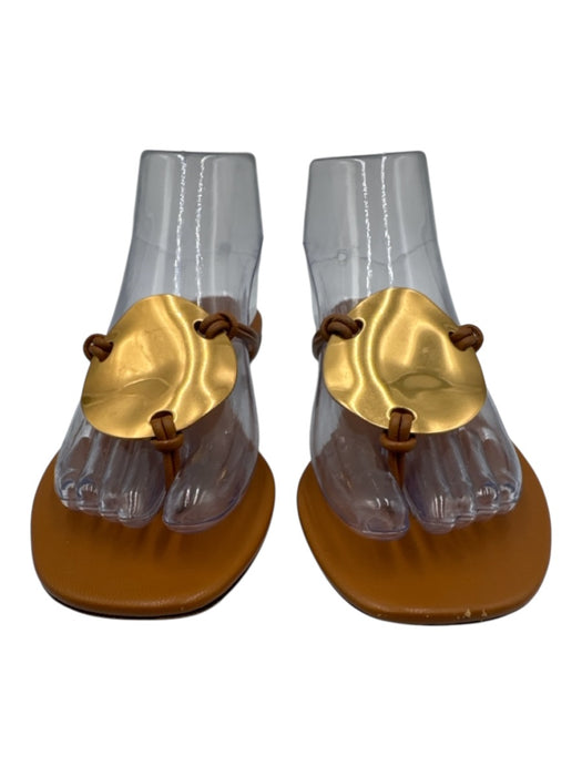 Tory Burch Shoe Size 7.5 Gold Goat Leather Flip Flop Thong Strap Sandals Gold / 7.5