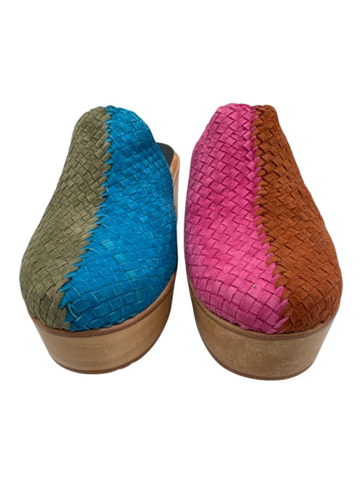 Charlotte Stone Shoe Size 8 Beige & Multi Leather & Wood Woven Color Block Mules Beige & Multi / 8