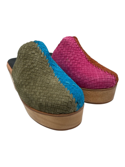 Charlotte Stone Shoe Size 8 Beige & Multi Leather & Wood Woven Color Block Mules Beige & Multi / 8