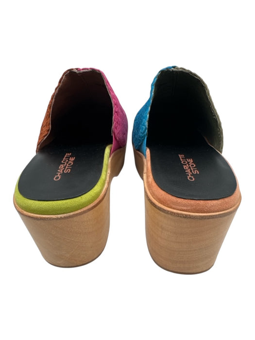 Charlotte Stone Shoe Size 8 Beige & Multi Leather & Wood Woven Color Block Mules Beige & Multi / 8
