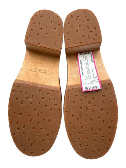 Charlotte Stone Shoe Size 8 Beige & Multi Leather & Wood Woven Color Block Mules Beige & Multi / 8