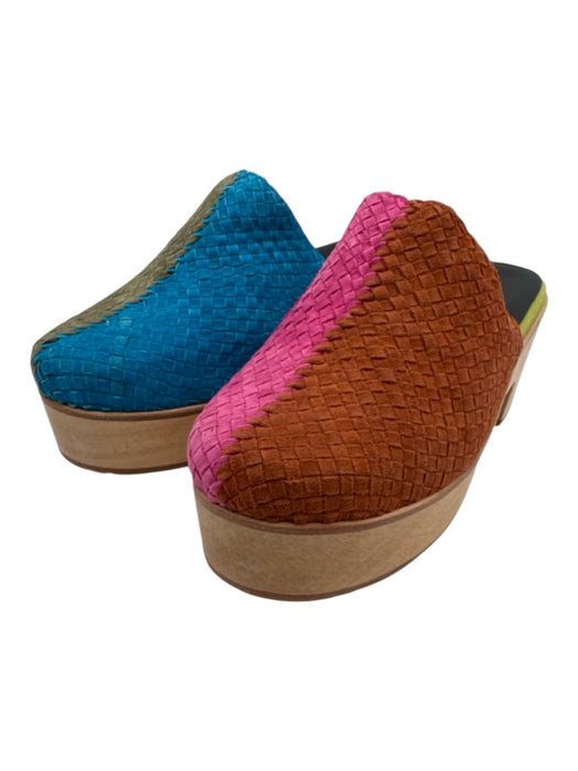 Charlotte Stone Shoe Size 8 Beige & Multi Leather & Wood Woven Color Block Mules Beige & Multi / 8