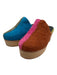 Charlotte Stone Shoe Size 8 Beige & Multi Leather & Wood Woven Color Block Mules Beige & Multi / 8