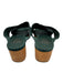 Charlotte Stone Shoe Size 8 Green & Beige Leather & Wood Suede Open Toe Sandals Green & Beige / 8