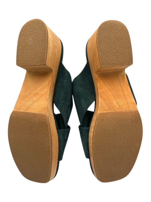 Charlotte Stone Shoe Size 8 Green & Beige Leather & Wood Suede Open Toe Sandals Green & Beige / 8
