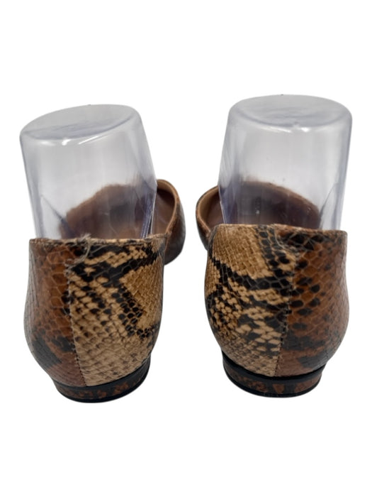 Schutz Shoe Size 7.5 Brown & Black Leather Snake Embossed Slip On Sandals Brown & Black / 7.5