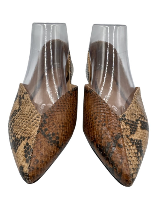 Schutz Shoe Size 7.5 Brown & Black Leather Snake Embossed Slip On Sandals Brown & Black / 7.5