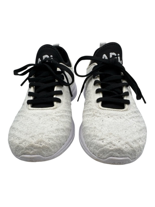 APL Shoe Size 7.5 White & Black Synthetic Lace Up Knit Athletic Sneakers White & Black / 7.5