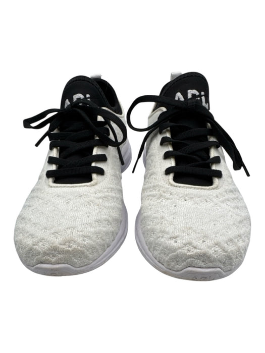APL Shoe Size 7.5 White & Black Synthetic Lace Up Knit Athletic Sneakers White & Black / 7.5