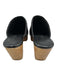 Beklina Shoe Size 7.5 Black & Beige Wood & Leather Platform Heel Mules Black & Beige / 7.5