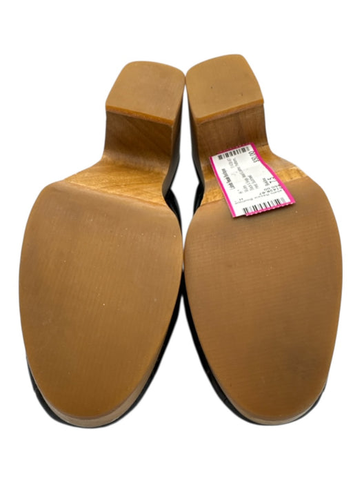 Beklina Shoe Size 7.5 Black & Beige Wood & Leather Platform Heel Mules Black & Beige / 7.5