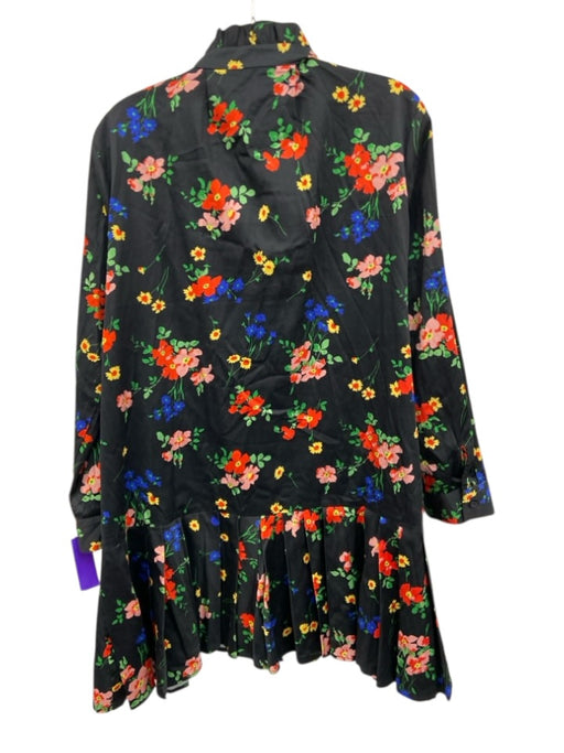 Tuckernuck Size L Black & Multi Cotton Blend Floral Long Sleeve 1/2 Button Dress Black & Multi / L