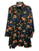 Tuckernuck Size L Black & Multi Cotton Blend Floral Long Sleeve 1/2 Button Dress Black & Multi / L