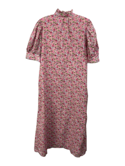 Hyacinth House Size M Pink & Multi Cotton Floral Short Puff Sleeve Dress Pink & Multi / M
