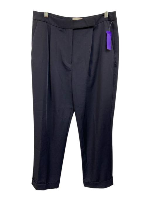 Tuckernuck Size 10 Navy Blue Polyester Front Pleat Trouser Hook & Zip Fly Pants Navy Blue / 10