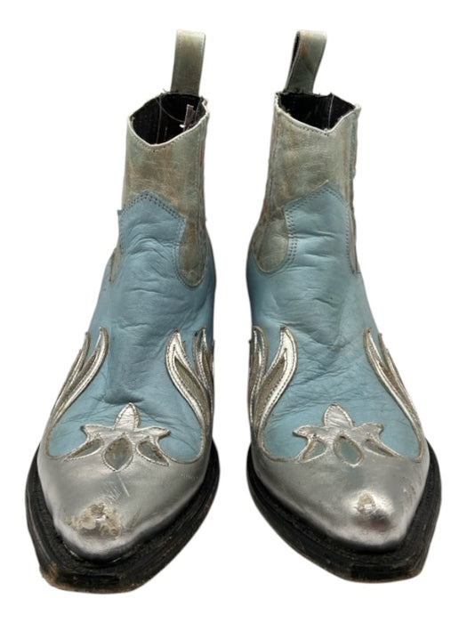 Mexicana Shoe Size 8.5 Blue, Green & Silver Leather Metallic Ankle Booties Blue, Green & Silver / 8.5