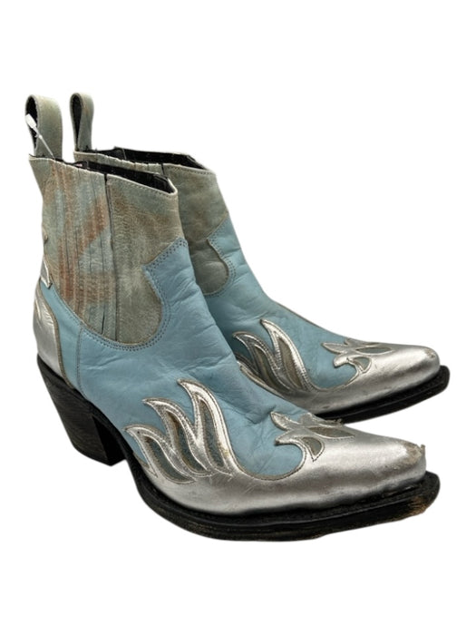 Mexicana Shoe Size 8.5 Blue, Green & Silver Leather Metallic Ankle Booties Blue, Green & Silver / 8.5