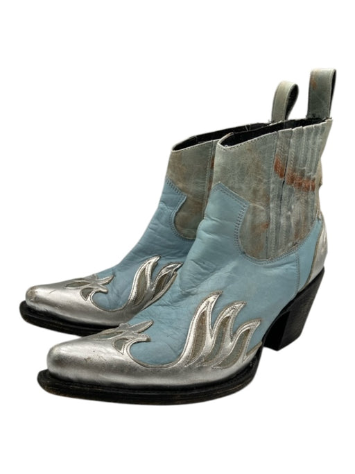 Mexicana Shoe Size 8.5 Blue, Green & Silver Leather Metallic Ankle Booties Blue, Green & Silver / 8.5